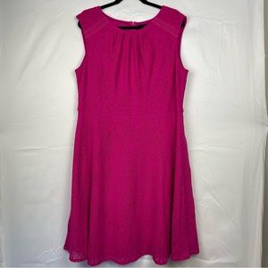 Liz Claiborne Hot Pink Sleeveless Floral Lace Career Mini Dress Women’s Size 18